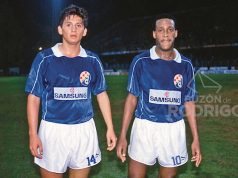 Mundialistas ticos del ’90 en clubes extranjeros Rónald González (izquierda) y Hernán Medford